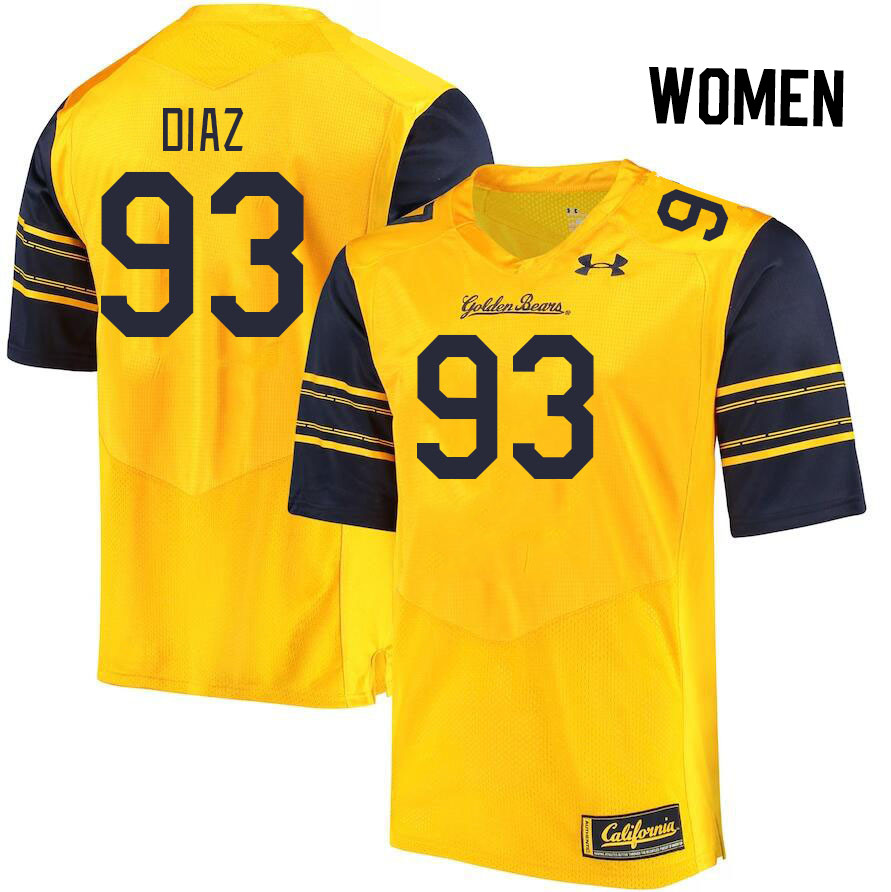 Women #93 Elijah Diaz California Golden Bears College Football Jerseys Stitched Sale-Gold